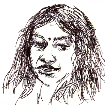 Poet Darshita Jain, drawn by Dimitry Samarov - click to view - mousewheel to zoom