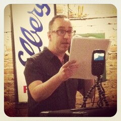 Robert McDonald reads an epic rhinoceros poem at Tuesday Funk - click to view - mousewheel to zoom